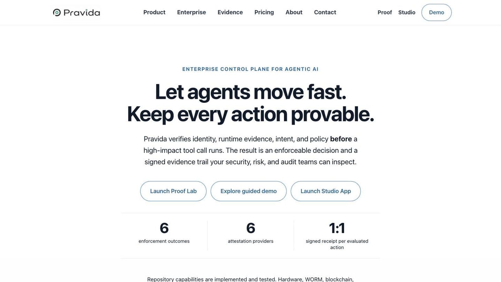 The Pravida landing page